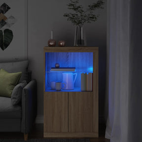 Vidaxl bijzetkast met led-verlichting bewerkt hout sonoma eikenkleurig