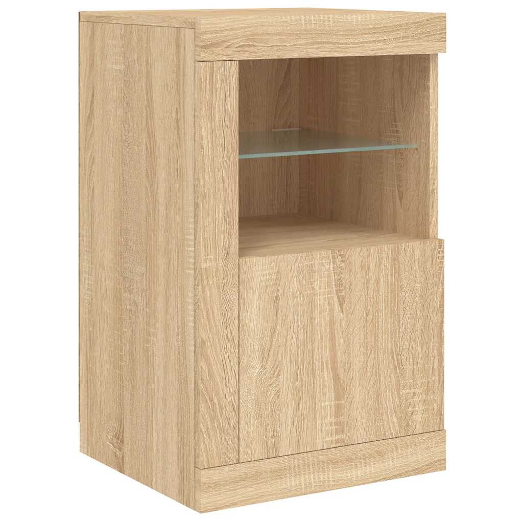 Vidaxl bijzetkast met led-verlichting bewerkt hout sonoma eikenkleurig