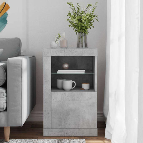 Vidaxl bijzetkast met led-verlichting bewerkt hout betongrijs