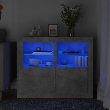 Vidaxl bijzetkastjes met led-verlichting 2 st bewerkt hout betongrijs
