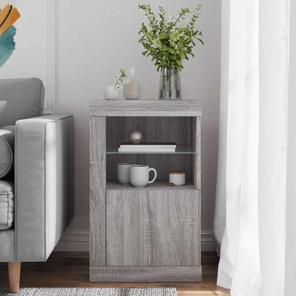 Vidaxl bijzetkast met led bewerkt hout grijs sonoma