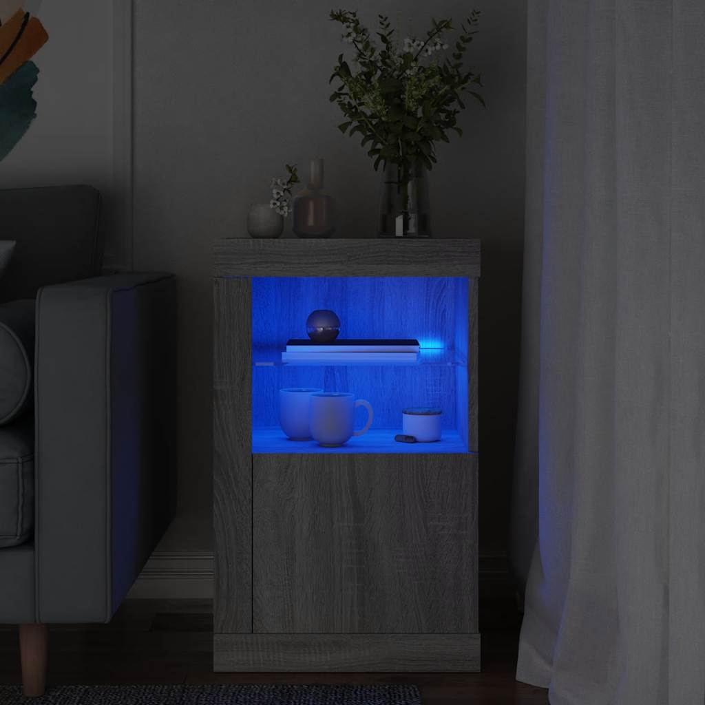Vidaxl bijzetkast met led bewerkt hout grijs sonoma