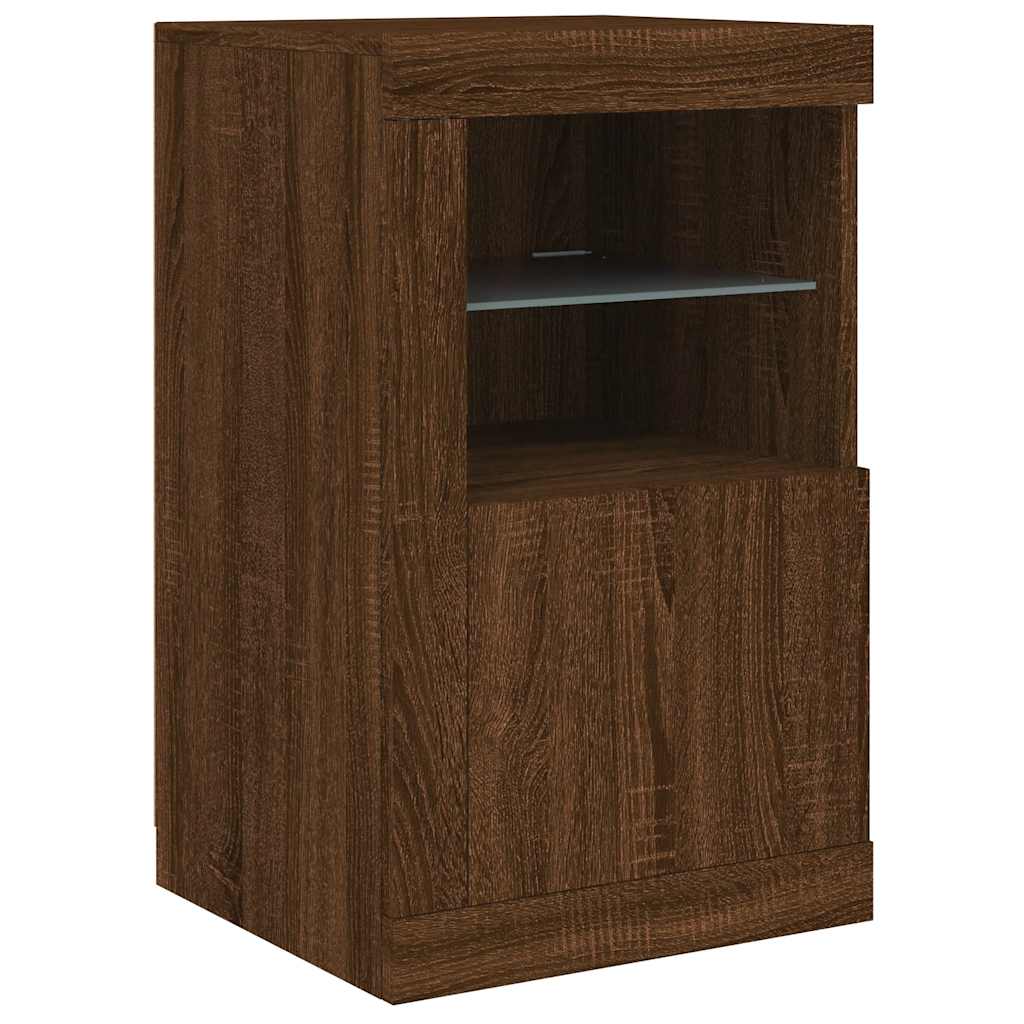Vidaxl bijzetkast met led-verlichting bewerkt hout bruin eikenkleur