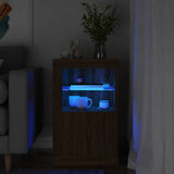 Vidaxl bijzetkast met led-verlichting bewerkt hout bruin eikenkleur