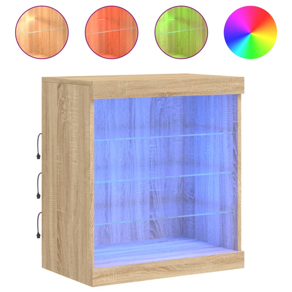 Vidaxl dressoir met led-verlichting 60,5x37x67 cm sonoma eikenkleurig