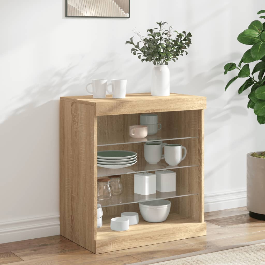 Vidaxl dressoir met led-verlichting 60,5x37x67 cm sonoma eikenkleurig