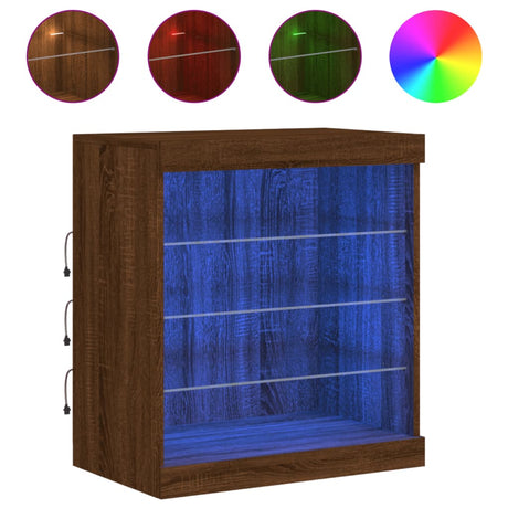Vidaxl dressoir met led-verlichting 60,5x37x67 cm bruin eikenkleur