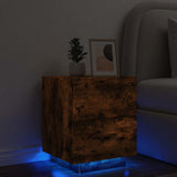 Vidaxl nachtkastje met led-verlichting bewerkt hout gerookt eikenkleur