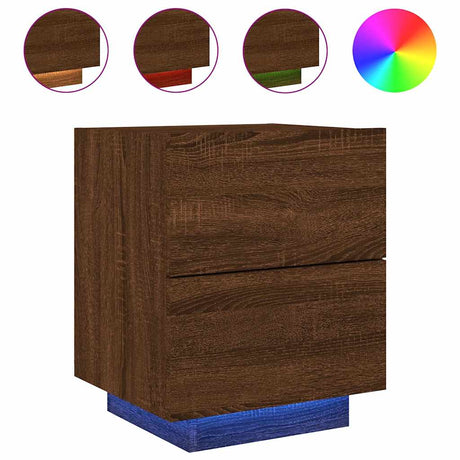 Vidaxl nachtkastje met led-verlichting bewerkt hout bruin eikenkleur