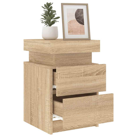 Vidaxl nachtkastje met led-verlichting 35x39x55 cm sonoma eikenkleurig