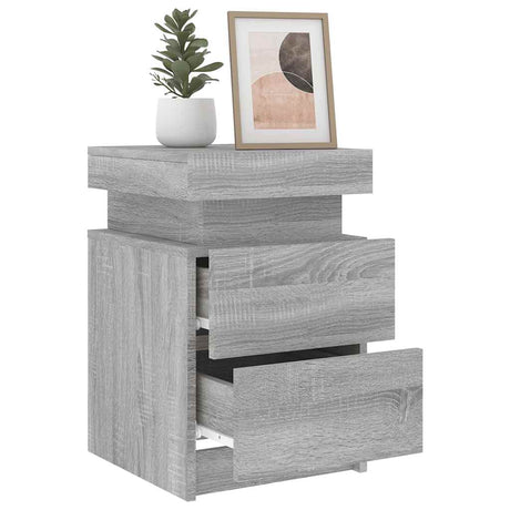Vidaxl nachtkastje met led-verlichting 35x39x55 cm grijs sonoma eiken