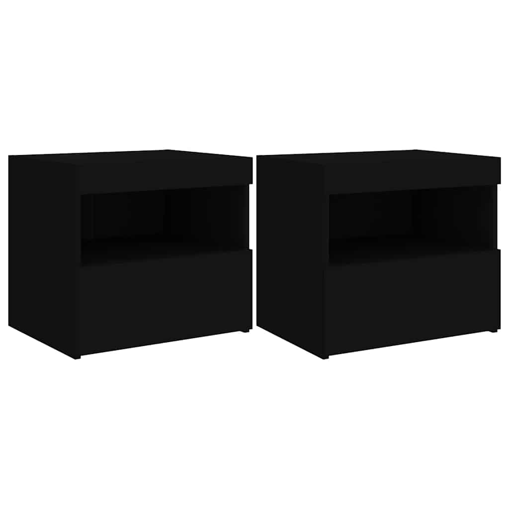 Vidaxl nachtkastjes met led-verlichting 2 st 50x40x45 cm zwart