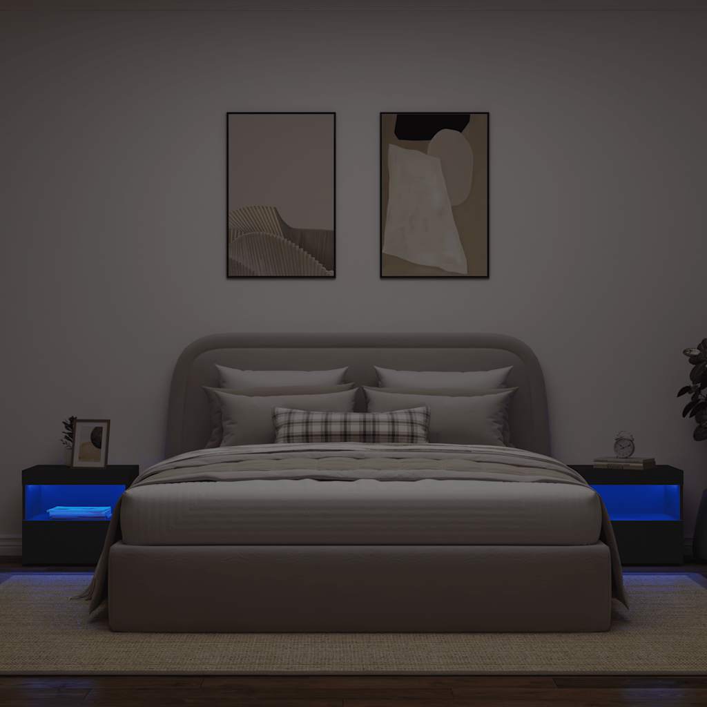 Vidaxl nachtkastjes met led-verlichting 2 st 50x40x45 cm zwart