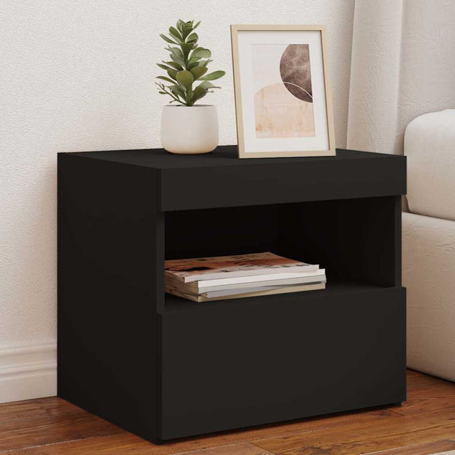 Vidaxl nachtkastjes met led-verlichting 2 st 50x40x45 cm zwart