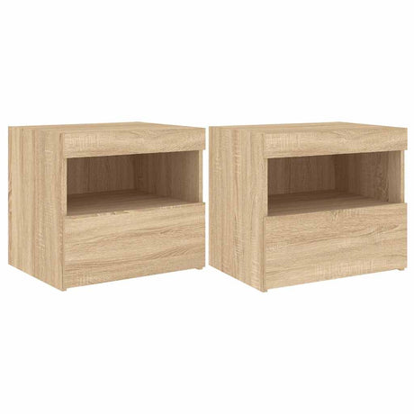 Vidaxl nachtkastjes met led 2 st 50x40x45 cm sonoma eikenkleurig