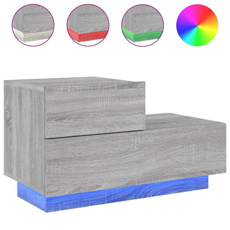 Vidaxl nachtkastje met led-verlichting 70x36x40,5 cm grijs sonoma