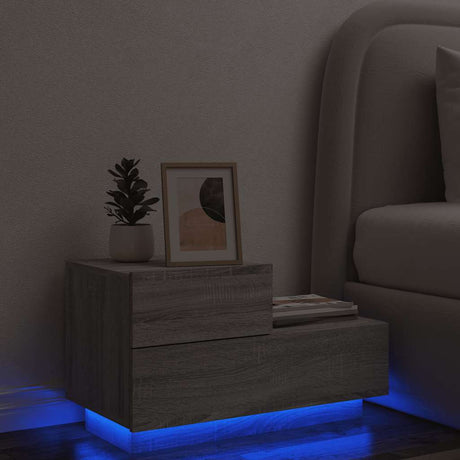 Vidaxl nachtkastje met led-verlichting 70x36x40,5 cm grijs sonoma