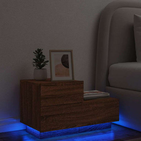 Vidaxl nachtkastje met led-verlichting 70x36x40,5 cm bruin eikenkleur