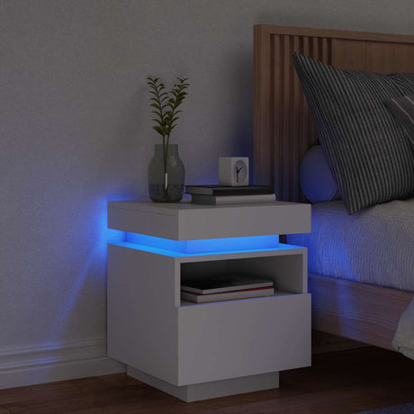 Vidaxl nachtkastje met led-verlichting 40x39x48,5 cm wit