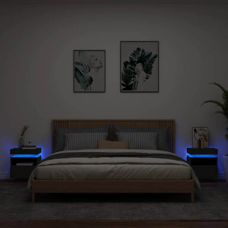 Vidaxl nachtkastjes met led-verlichting 2 st 40x39x48,5 cm zwart