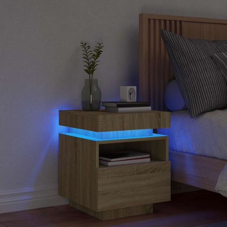 Vidaxl nachtkastje met led-verlichting 40x39x48,5 cm sonoma eikenkleur