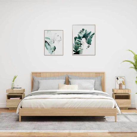 Vidaxl nachtkastjes met led 2 st 40x39x48,5 cm sonoma eikenkleurig