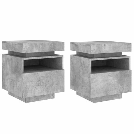Vidaxl nachtkastjes met led-verlichting 2 st 40x39x48,5 cm betongrijs
