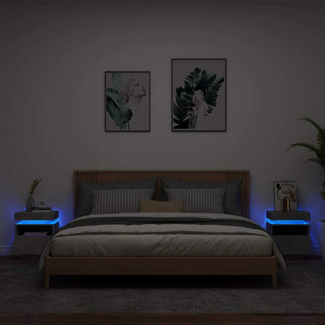 Vidaxl nachtkastjes met led-verlichting 2 st 40x39x48,5 cm betongrijs