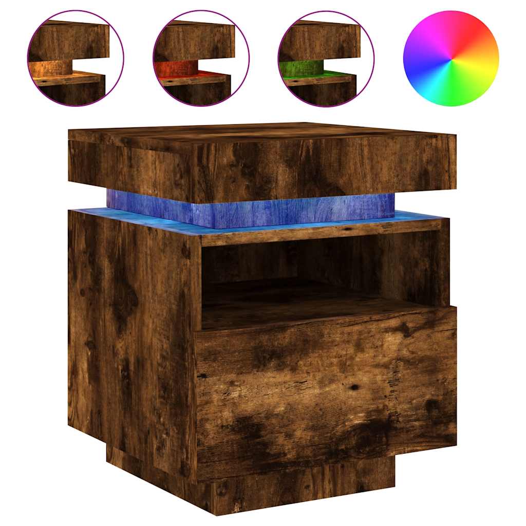 Vidaxl nachtkastje met led-verlichting 40x39x48,5 cm gerookt eiken