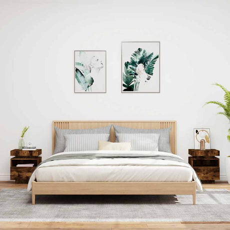 Vidaxl nachtkastjes met led 2 st 40x39x48,5 cm gerookt eikenkleurig