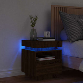 Vidaxl nachtkastje met led-verlichting 40x39x48,5 cm bruin eikenkleur