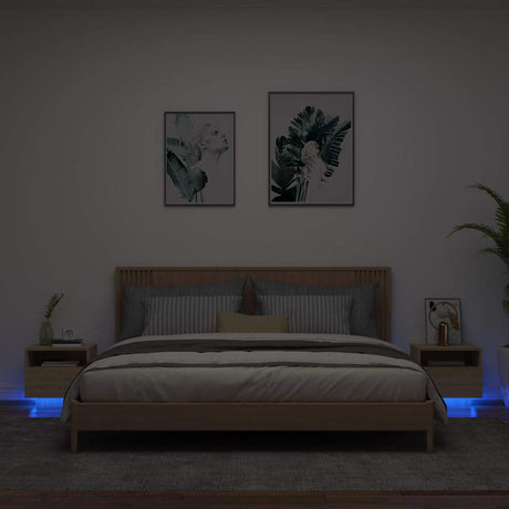 Vidaxl nachtkastjes met led-verlichting 2 st 40x39x37 cm sonoma eiken