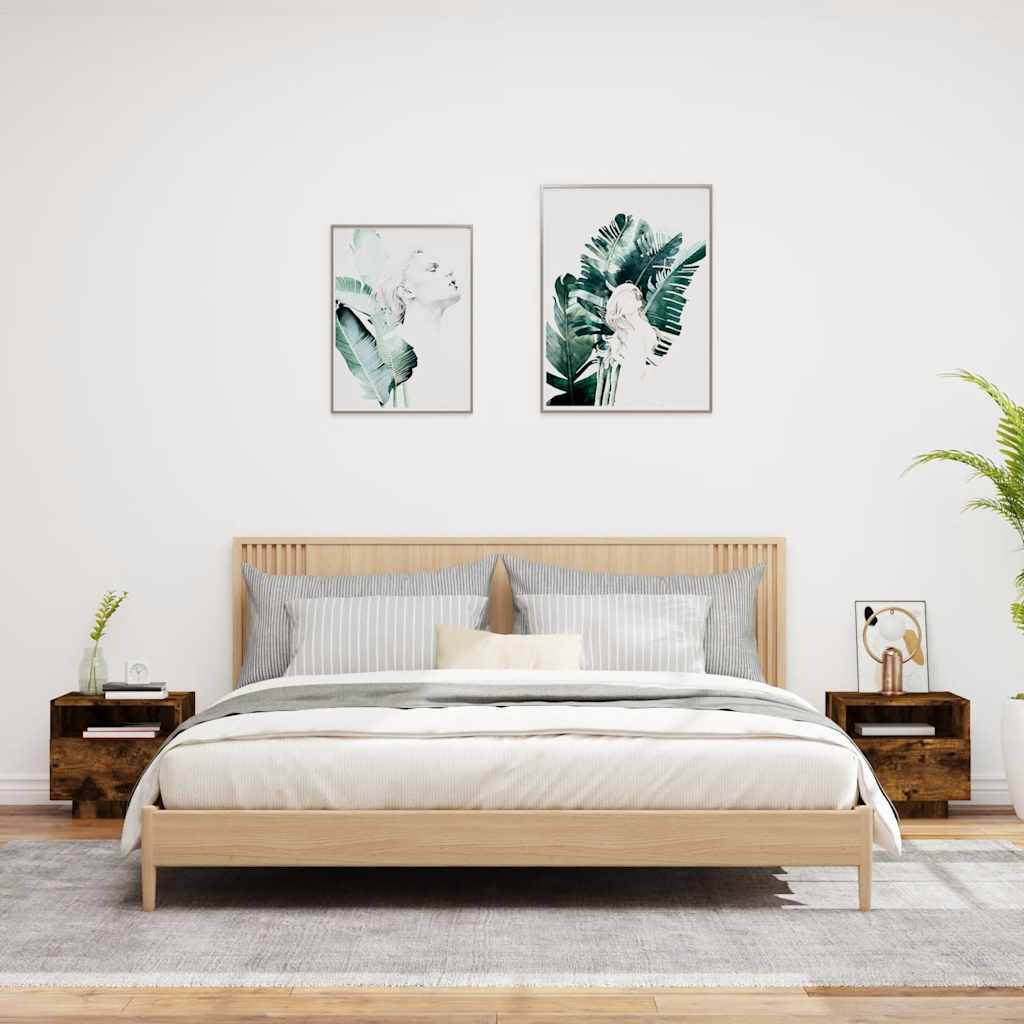 Vidaxl nachtkastjes met led-verlichting 2 st 40x39x37 cm gerookt eiken