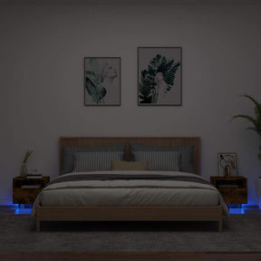 Vidaxl nachtkastjes met led-verlichting 2 st 40x39x37 cm gerookt eiken