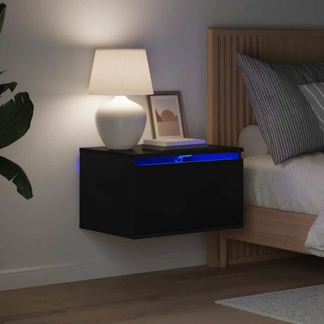 Vidaxl nachtkastje met led's wandgemonteerd zwart