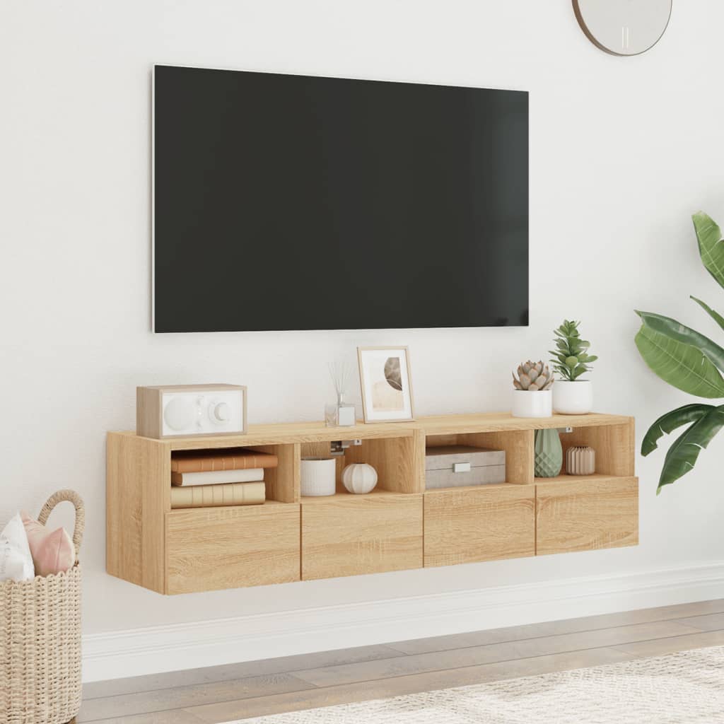 Vidaxl tv-meubels 2 st 60x30x30 cm bewerkt hout sonoma eikenkleurig