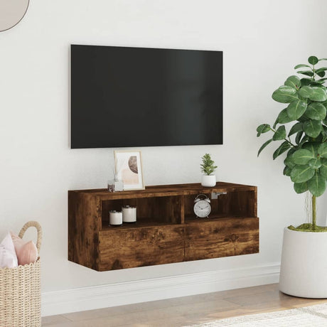 Vidaxl tv-wandmeubel 80x30x30 cm bewerkt hout gerookt eikenkleurig