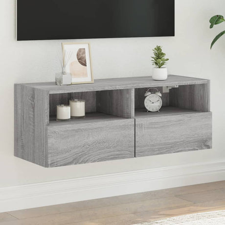 Vidaxl tv-wandmeubel 80x30x30 cm bewerkt hout grijs sonoma eikenkleur