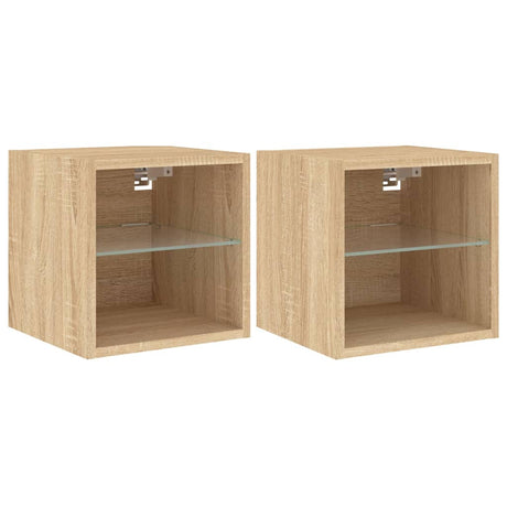 Vidaxl tv-wandmeubels met led 2 st 30x28,5x30 cm sonoma eikenkleurig