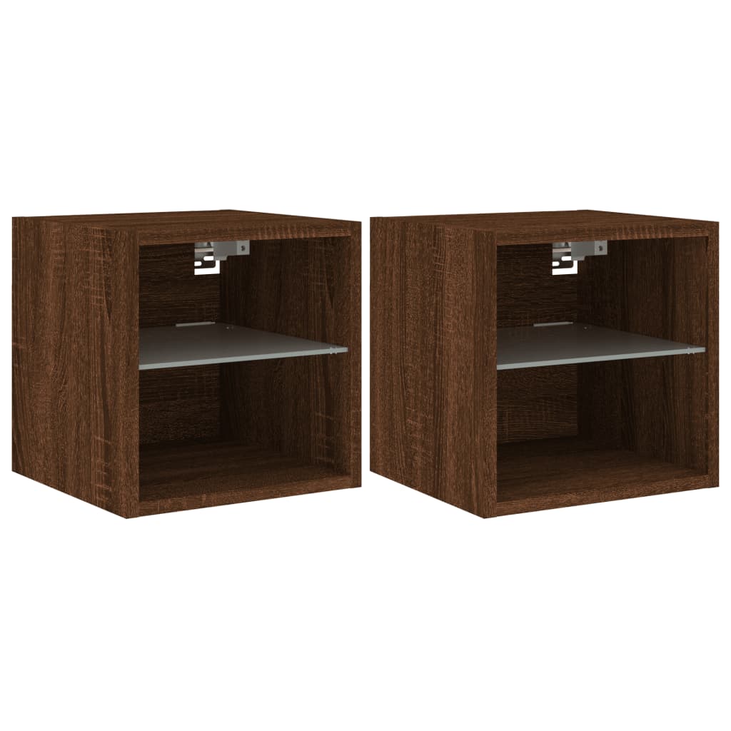 Vidaxl tv-wandmeubels met led 2 st 30x28,5x30 cm bruin eikenkleur