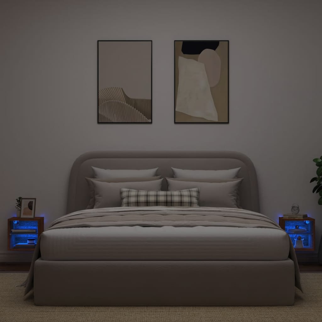 Vidaxl tv-wandmeubels met led 2 st 30x28,5x30 cm bruin eikenkleur