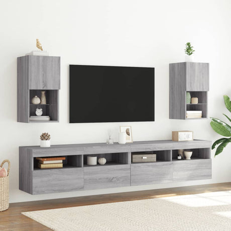 Vidaxl tv-meubel met led-verlichting 30,5x30x60 cm grijs sonoma eiken