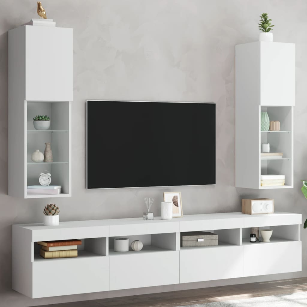 Vidaxl tv-meubels met led-verlichting 2 st 30,5x30x102 cm wit