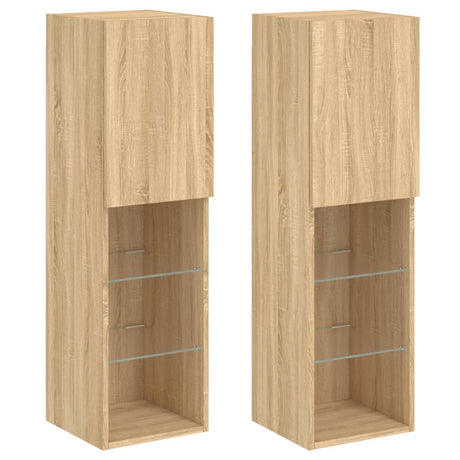 Vidaxl tv-meubels met led-verlichting 2 st 30,5x30x102 cm sonoma eiken