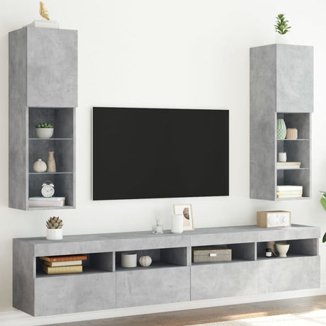 Vidaxl tv-meubels met led-verlichting 2 st 30,5x30x102 cm betongrijs