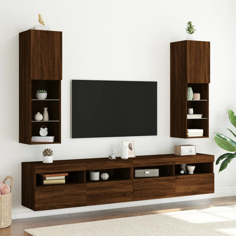 Vidaxl tv-meubel met led-verlichting 30,5x30x102 cm bruin eikenkleur