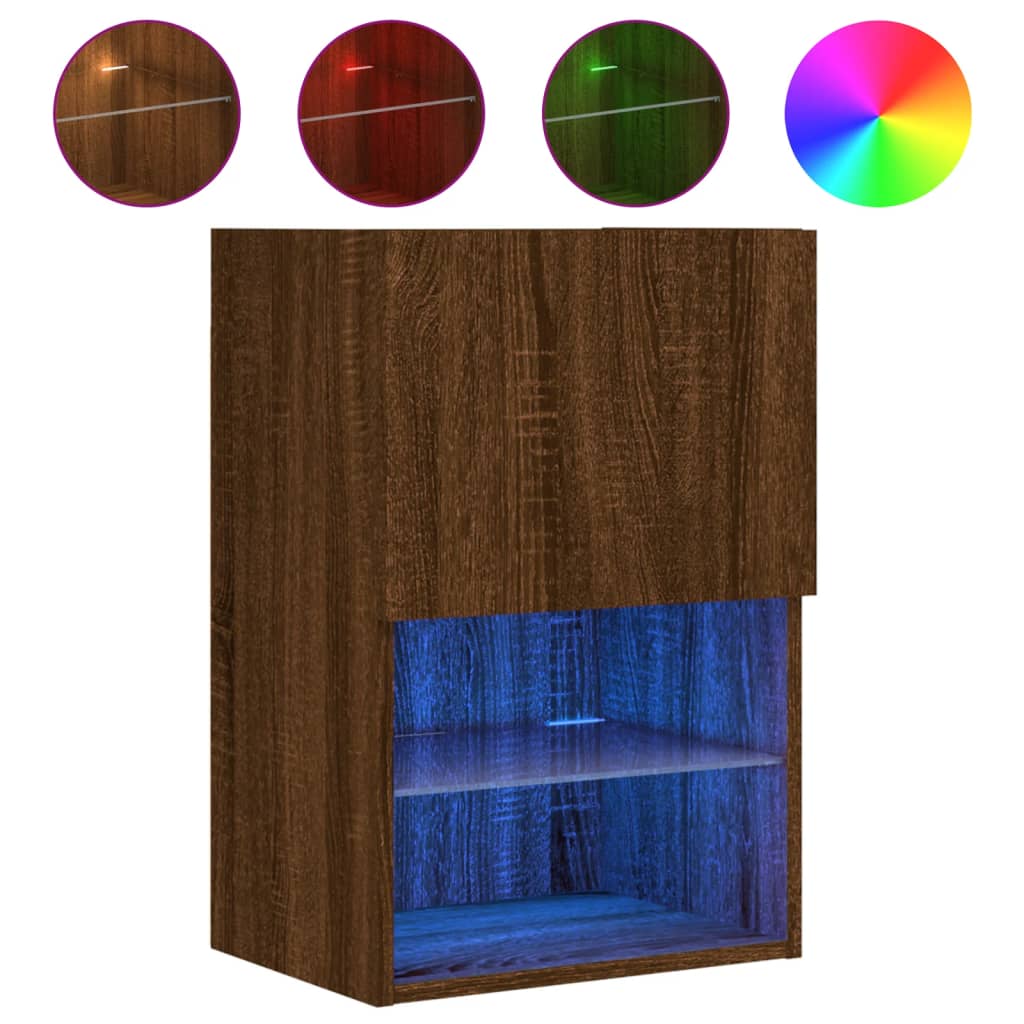 Vidaxl tv-meubel met led-verlichting 40,5x30x60 cm bruin eikenkleur