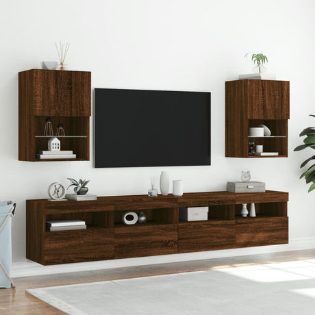 Vidaxl tv-meubel met led-verlichting 40,5x30x60 cm bruin eikenkleur