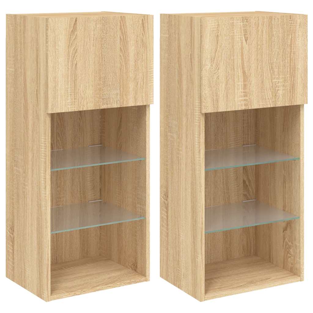 Vidaxl tv-meubels met led-verlichting 2 st 40,5x30x90 cm sonoma eiken