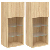 Vidaxl tv-meubels met led-verlichting 2 st 40,5x30x90 cm sonoma eiken